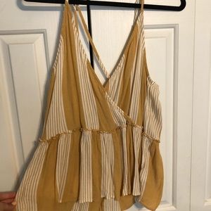 American Eagle yellow striped tank